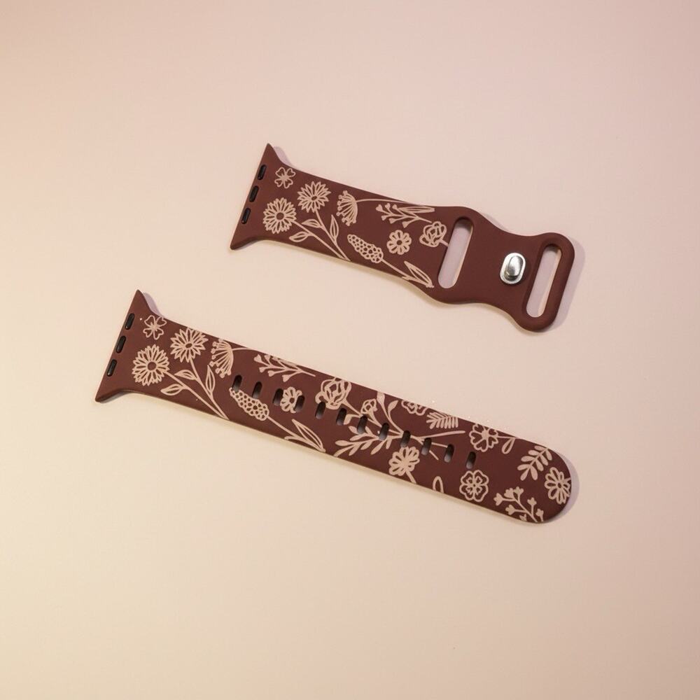 Floral Engraved Band Compatible with Apple Watch 42/44/45/49mm